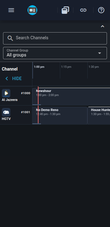 TV Guide Mobile View